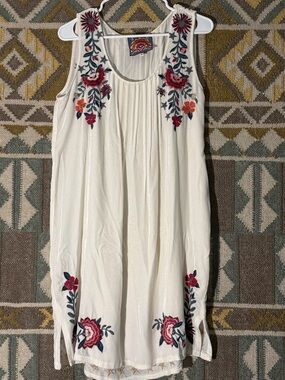 Johnny Was white soft velvet dress. New with tags.